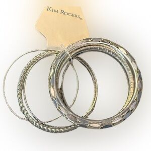 Kim Rogers Textured Silver Bracelet Set‎